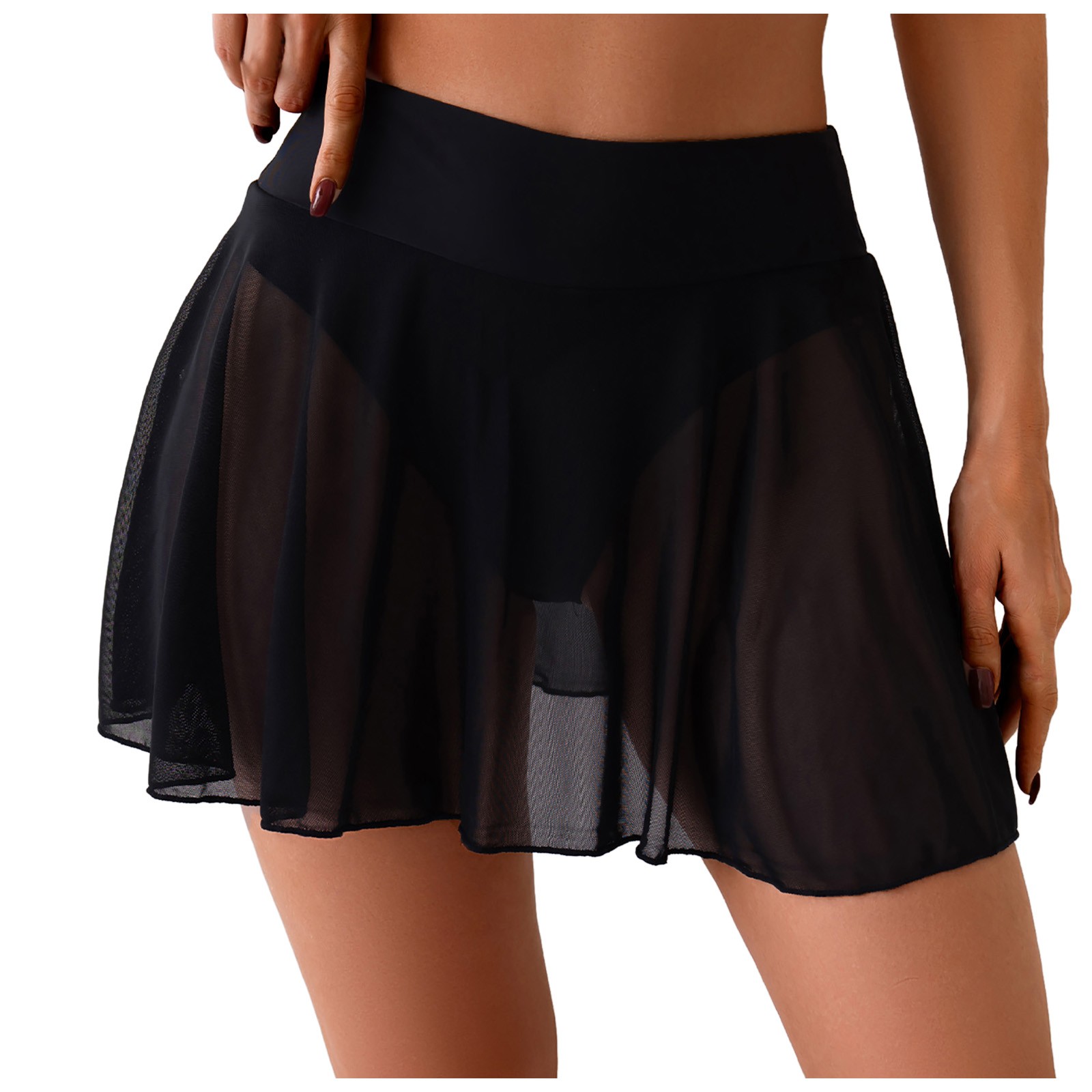 Wxirdiow Swim Skirt Swimsuit Bottom - High Waisted Bathing Suit Bottom Layer Ruffle Tummy Control Swim Skirt 2025 (Black, L)